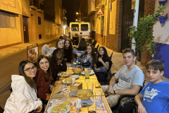 Erasmus students welcomed by their hosts in a typical Spanish terrace